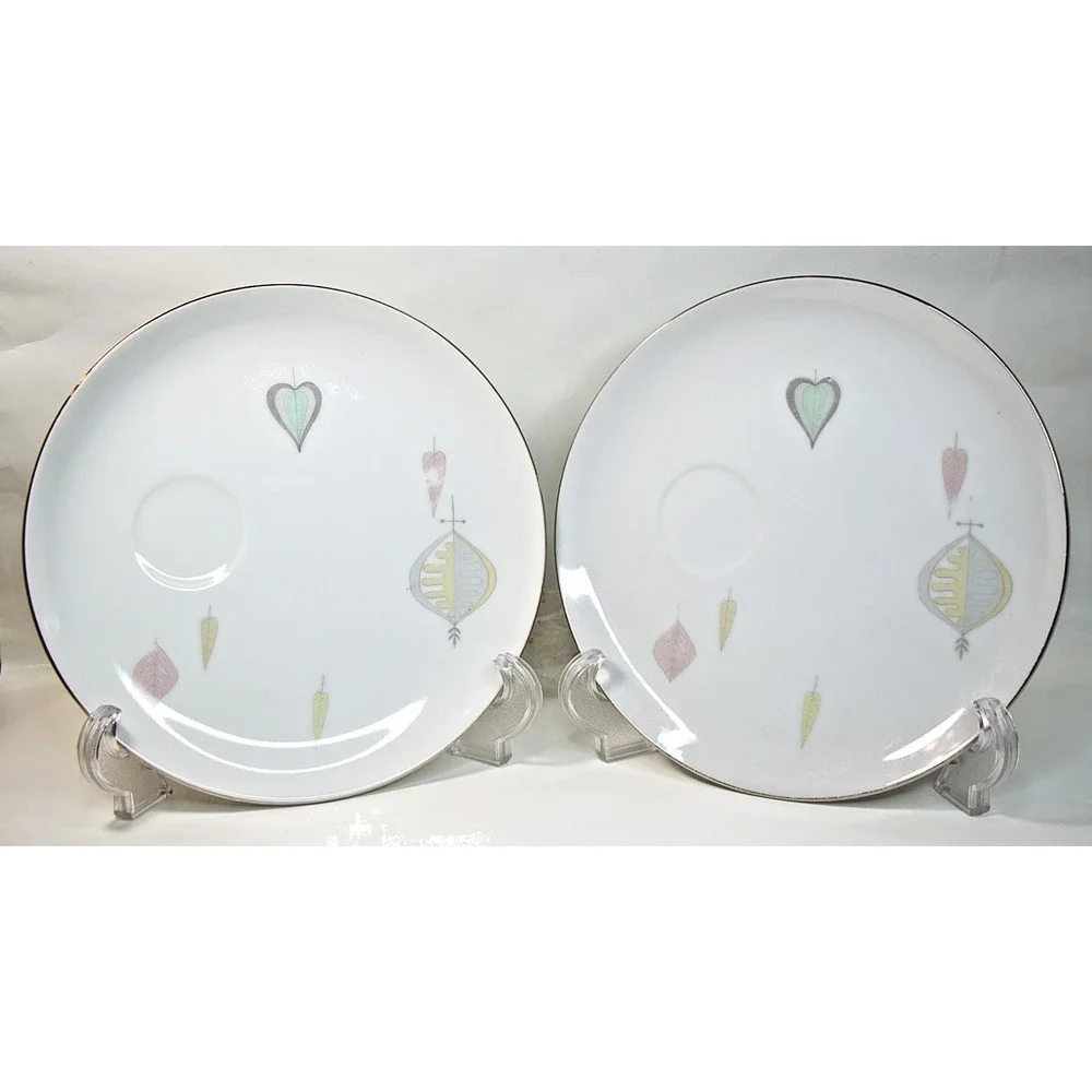Vintage Yamaka Japan Snack Plate Bon Soir Leaves Mid-Century Modern 8